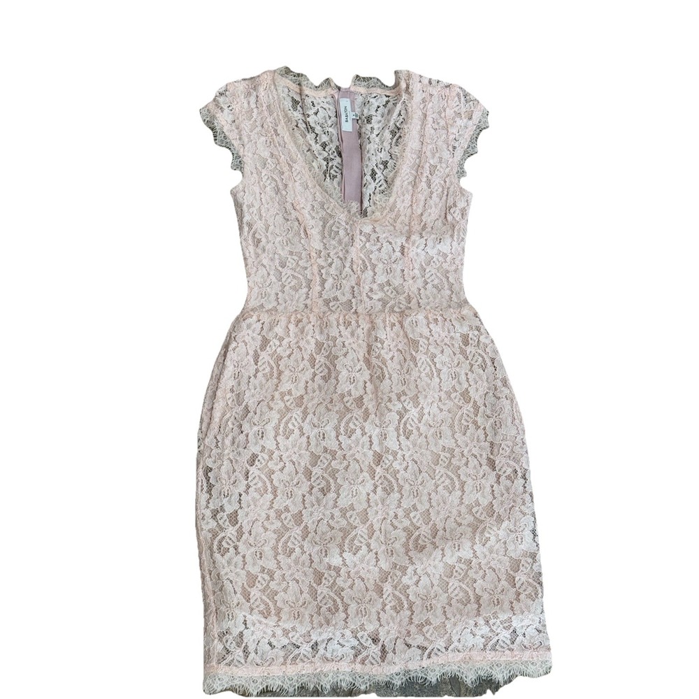 Babaton Tobias Feminine Romantic Eyelash Lace Hourglass Pink Mini‎ Dress Size 0
